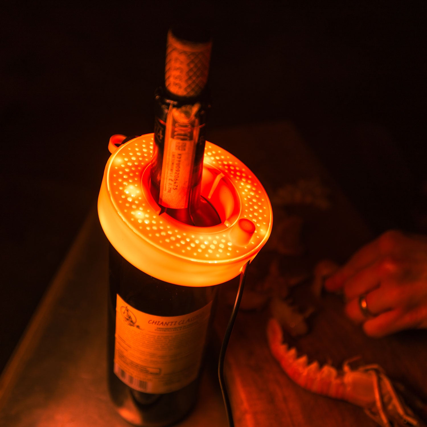 Camplight Lichterkette Afterglow mit Spule als Tischlampe
